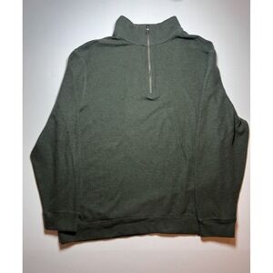 Banana Republic Quarter Zip Pullover Mens XXL Olive Green Ribbed Knit Sweater